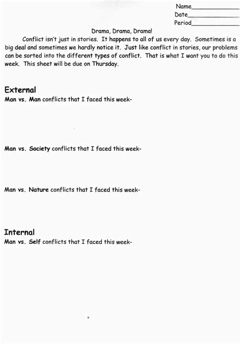 Internal Vs External Conflict Worksheet