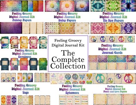 Feeling Groovy the Complete Collection Junk Journal Digital Papers, Tie Dye Printable, Paisley ...