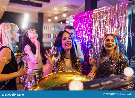 Dj Playing Trendy Music in a Night Club. Stock Image - Image of disco ...