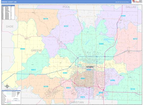 Greene County, MO Wall Map Color Cast Style by MarketMAPS - MapSales.com