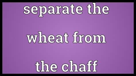 Separate the wheat from the chaff Meaning - YouTube