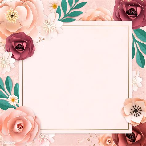 Square paper craft flower frame template illustration | premium image by rawpixel.com / Adj ...