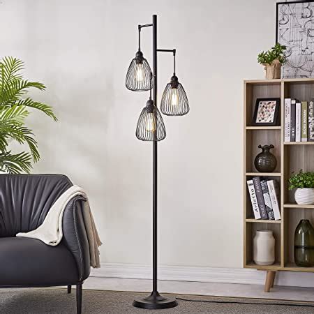 LeeZM Black Industrial Floor Lamp for Living Room Modern Floor Lighting Rustic Tall Stand Up ...