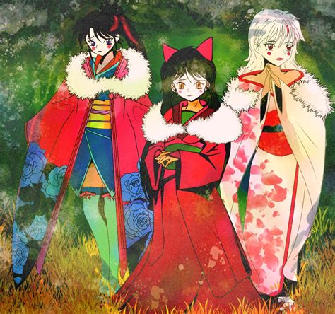 Moroha, Setsuna, and Towa enjoying the first snow in Kimonos : r/Yashahime