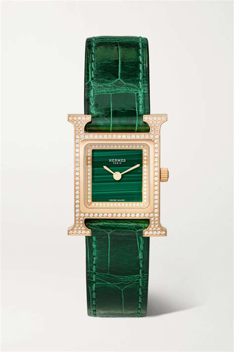 HERMÈS TIMEPIECES Heure H 25mm small 18-karat rose gold, alligator ...