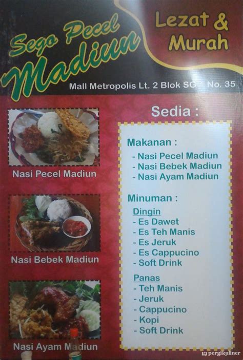 Selalu diperbarui! Menu Sego Pecel Madiun, Cikokol, Tangerang