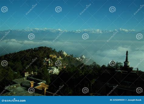 Mount Everest and the Small Village Stock Image - Image of lake ...