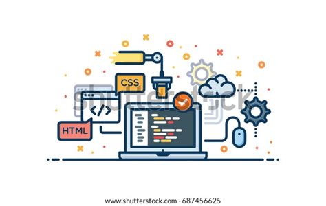 Coding Vector Illustration Stock Vector (Royalty Free) 687456625 ...