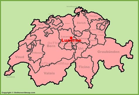 Lucerne location on the Switzerland map - Ontheworldmap.com