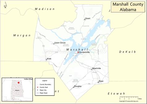 Map of Marshall County, Alabama - Where is Located, Cities, Population, County Facts