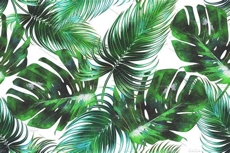 Watercolor Tropical Leaves Background Hd (#30627) - HD Wallpaper & Backgrounds Download