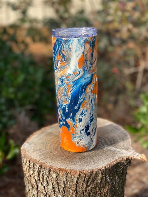 Blue Orange and White Hydro-dip Tumbler | Etsy