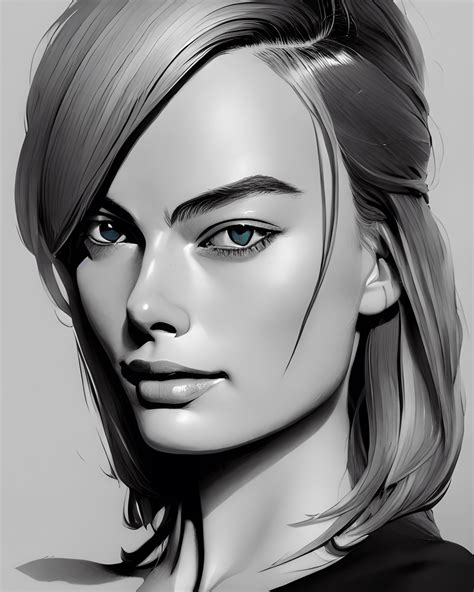 Margot Robbie Portrait in Shinkai Makoto Studio Ghibli Style · Creative Fabrica