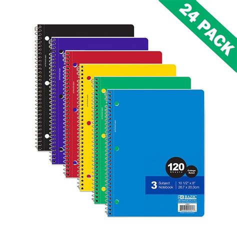 Spiral Notebook College Ruled, 3 Subject Perforated Bound Spiral Notebook School - Walmart.com ...