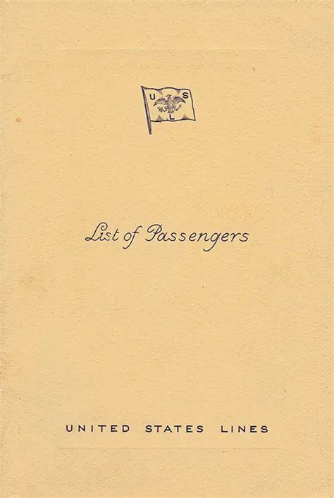 SS Manhattan Passenger List - 11 March 1936 | GG Archives