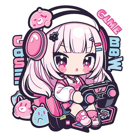 Premium AI Image | Minimal Japanese Kawaii Gamer Girl Chibi Anime ...