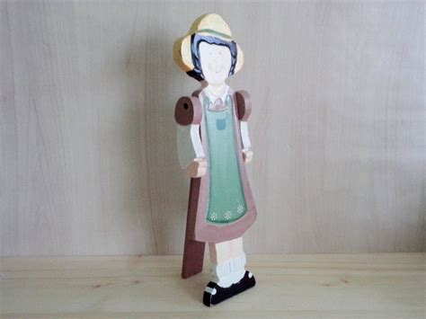 Vintage Wooden Flat Doll Doll With Stand 16 Inches Wooden - Etsy