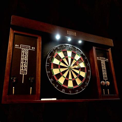 Barrington 40 inch Dartboard Cabinet with LED Lights, 40 inch x 4.375 inch x 24.625 inch ...