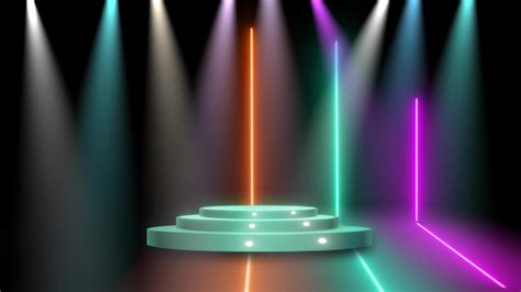 Realistic 3d Stage And Light Effects Moving On Background. Spot Light Animation With Stage And ...