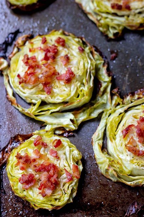 Roasted Cabbage Steaks with Bacon is a simple side dish that is Keto - Low Carb friendly. Oven ...