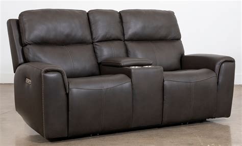 Flexsteel® Jarvis Grey Leather Power Reclining Loveseat | Miskelly ...