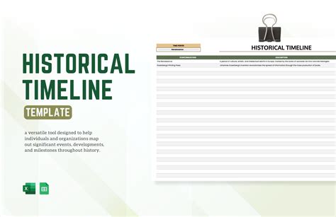 Historical Timeline Template in MS Excel, Google Sheets - Download | Template.net