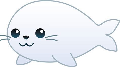 Cute White Baby Seal - Free Clip Art