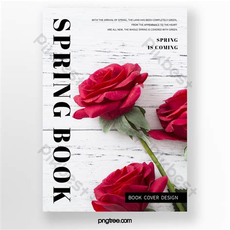 Spring Simple Red Rose Element Book Cover Design | PSD Free Download - Pikbest