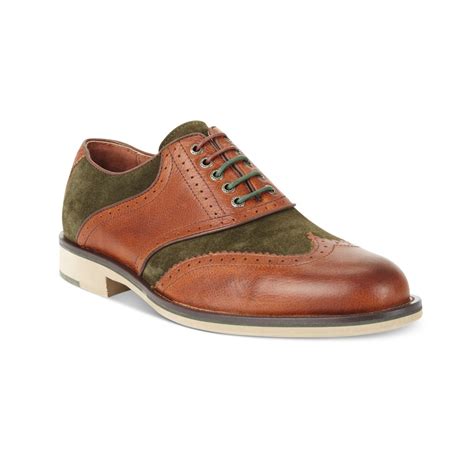 Johnston & Murphy Ellington Wingtip Laceup Shoes in Brown for Men (Tan/Green) | Lyst