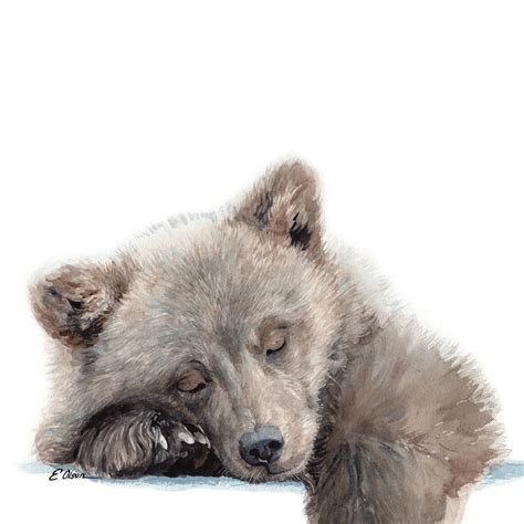 Bear Cub Gift Sleeping Baby Bear Art Print Watercolor Bear | Etsy