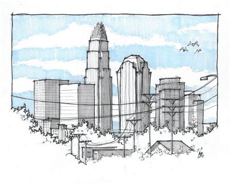 Charlotte Skyline Drawing at PaintingValley.com | Explore collection of ...