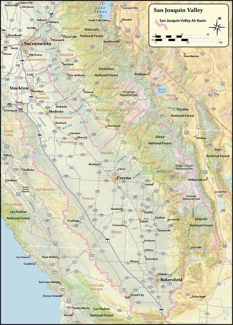 San Joaquin Valley Air Basin Map - sacramento california • mappery