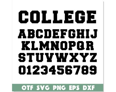 College installable font OTF | Varsity font svg png, College - Inspire Uplift