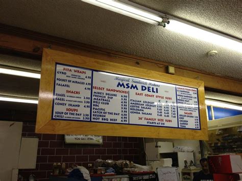 Menu at MSM Deli restaurant, Tacoma