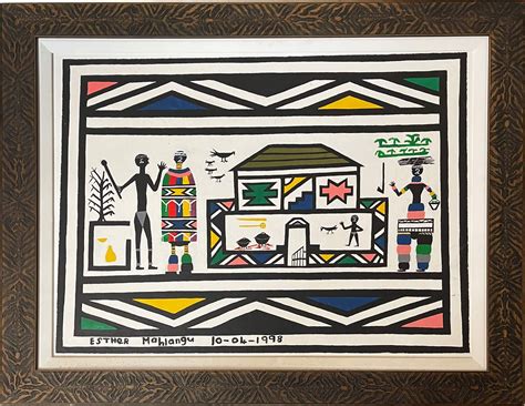 Esther Mahlangu - Ndebele Village, 1998, Ndebele, Figurative painting ...