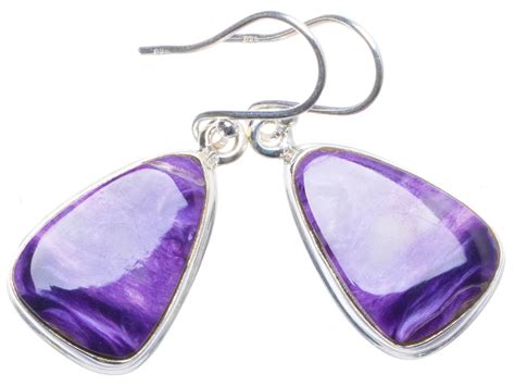 Natural Charoite Handmade Unique 925 Sterling Silver Earrings 1.5" X4595-in Earrings from ...