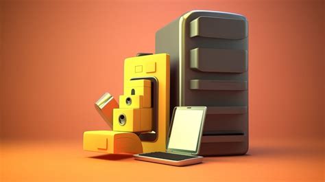 3d Rendering Render Hardware Devices On Orange Background Backgrounds ...