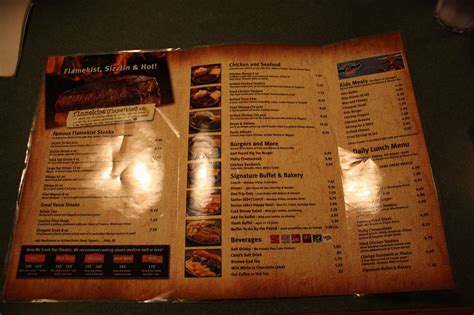 Menu at Western Sizzlin steakhouse, Springdale