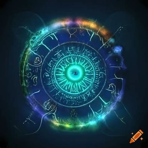 Dark background with mystical astrology symbols