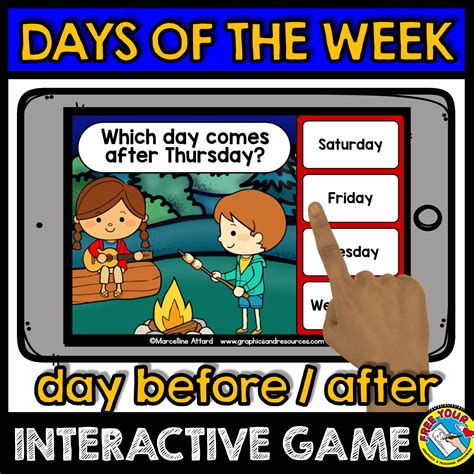 DAYS OF THE WEEK ACTIVITY DIGITAL GAME BOOM CARDS CAMPING THEME MATH CENTER | Days of the week ...