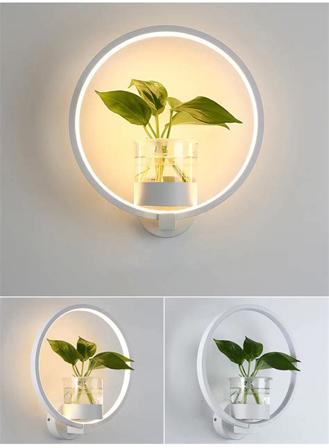 LEDIARY Green Plant Wall Lamp 18W Decor Living Room Bedroom 220V Home ...