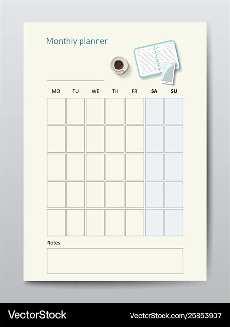 Business planner calendar template monthly Vector Image