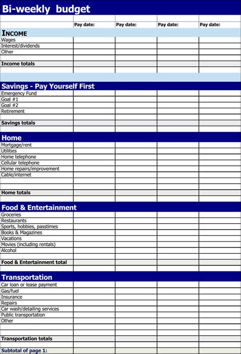 Budget Calendar Template Collection