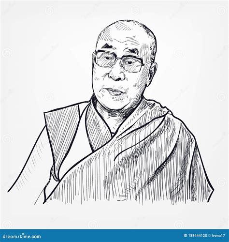 Dalai Lama Vector Portrait Sketch Isolated Editorial Stock Photo ...