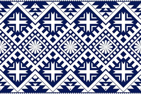 Blue and white geometric ethnic seamless pattern design for wallpaper, background, fabric ...