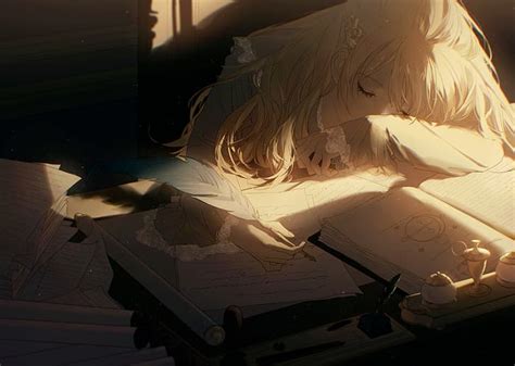 Anime Girl Writing A Story