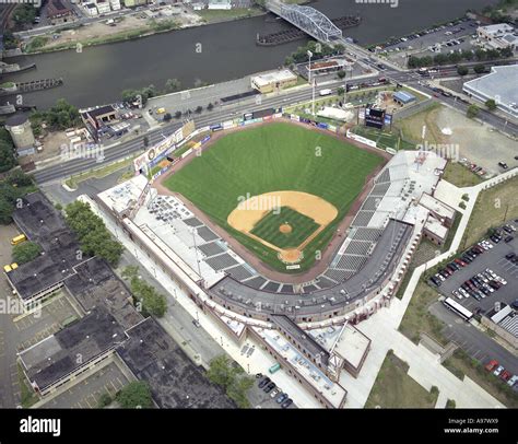 Aerial view of Bears and Eagles Riverfront Stadium located in Newark ...