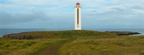 Lighthouse on Kalfshamarsvik Peninsula,Iceland,Europe Stock Photo - Image of basalt, iceland ...