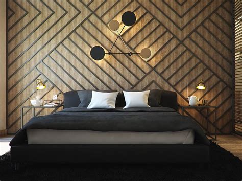 Strips Of Black Wood Were Used To Create An Eye-Catching Geometric Line Art Accent Wall In This ...