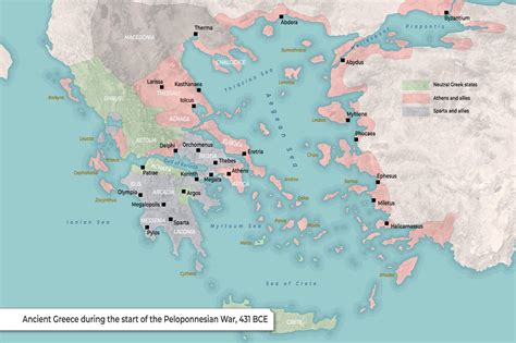 Map of Ancient Greece in 431 BCE: Start of the Peloponnesian War (Free Download)